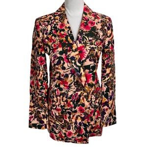NEW Something Navy Double Breasted Blazer Jacket Size‎ XS Pink Floral Print Coat